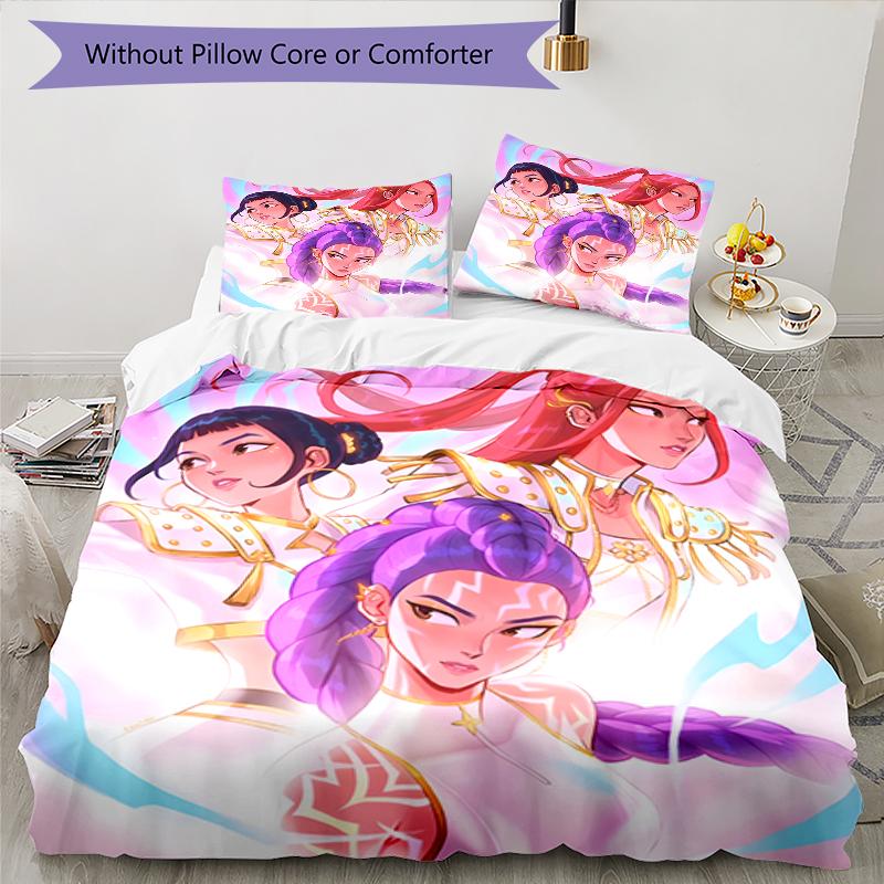 3pcs KPop Demon Hunters17 Design Cover Set - HD Printed Bedding with 1 Cover and 2 Pillowcases - Perfect for Home and Dorm Decor