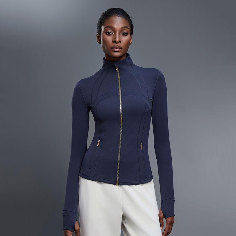 

Original Yoga Silm Sports Outwear Women 2025 New Arrival Waist-Tight Slim Looking Sport Jacket Outdoor Cycling Workout Clothes Navy blue XL/10
