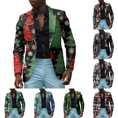 Unisex Winter Weihnachtsdrucke Anzugjacken Unisex Casual Fashion Button Jacken