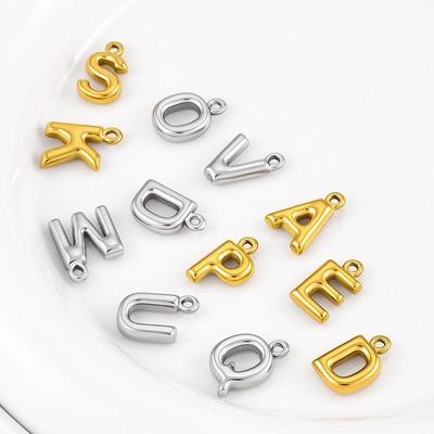 Stainless Steel 3D A-Z Letter Pendants for DIY Bracelets & Necklaces - Non-Fading Jewelry Accessories