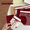 Female Spring and Autumn Pure Cotton Chinese New Year Wedding Happy Red Waist Triangle Underwear