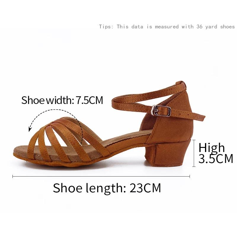 Zapatos Latinos de Satén para Niñas Tacón Bajo Zapatos de Baile de Salón Zapatos de Tango Salsa para Adultos para Práctica Zapatos de Baile Latino para Niños Pequeños Actuación