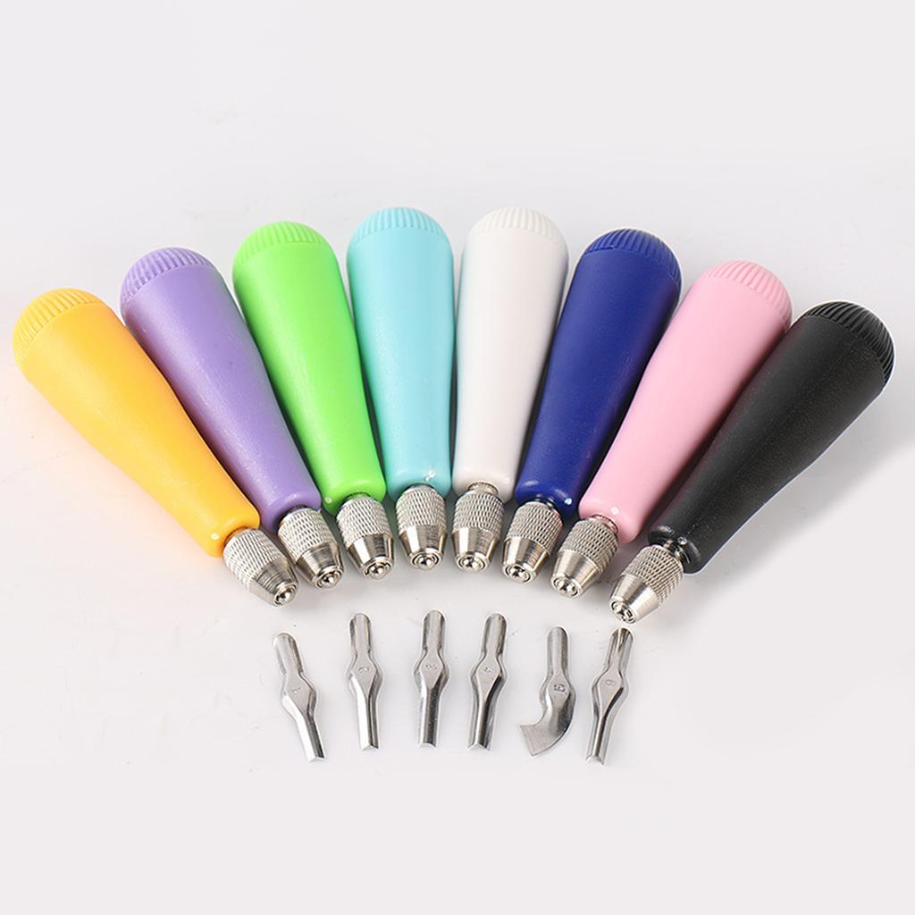 Craft Linoleum Cutter with 6 Size Cutting Head Assorted Lino Cutter Carving Tool For Block Printing And Craft Project