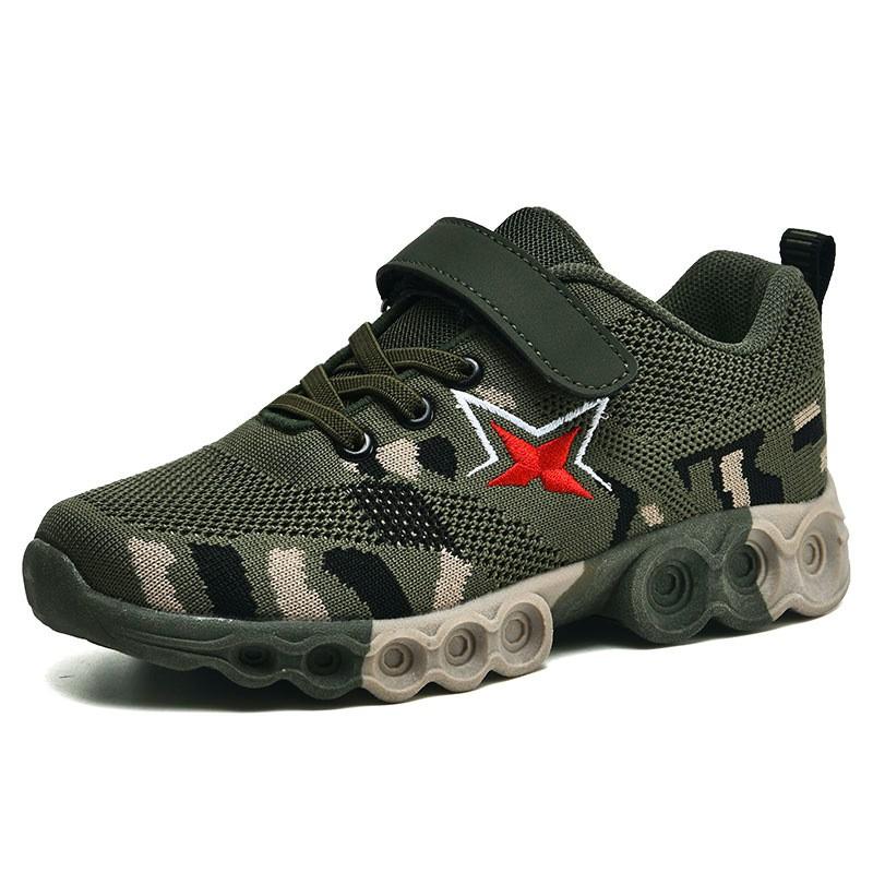 Boys Camouflage Running Shoes Kids Teens Lightweight Breathable Mesh Sneakers With