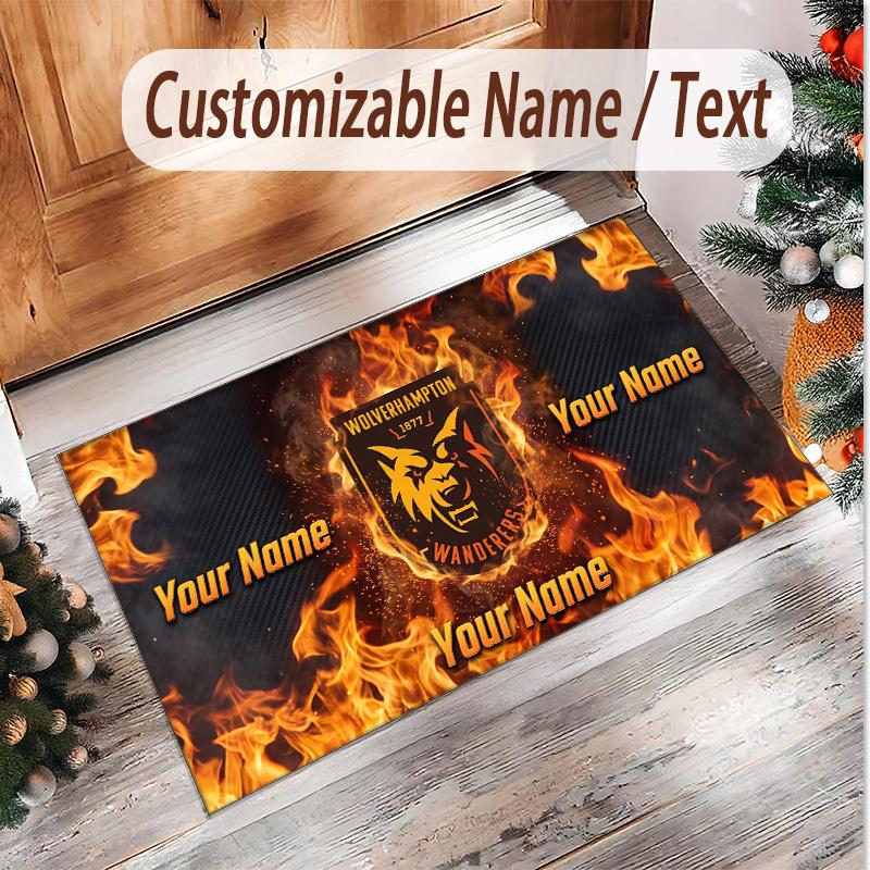 Personalized Crystal Velvet Carpet Wolverhampton Wanderers Football Pattern Non Slip Floor Rug