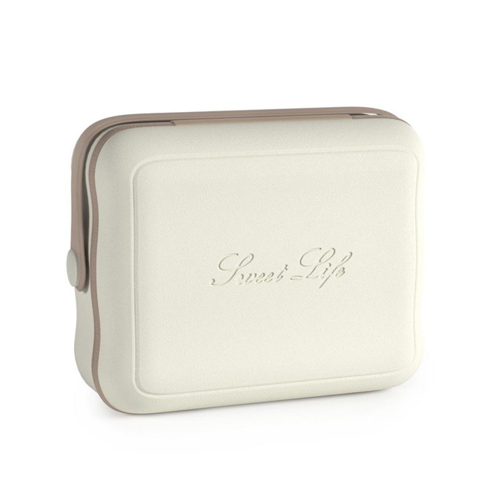 

Portable Lighted Cosmetic Case with Mirror Waterproof LED Makeup Storage Box Home бежевий