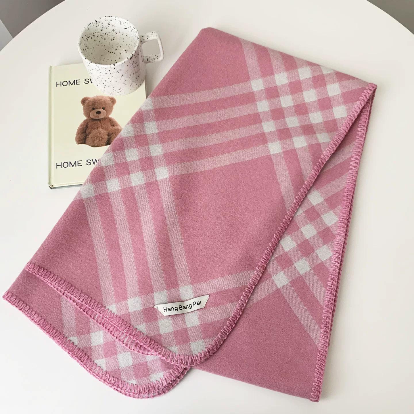 Двусторонний клетчатый шарф в стиле Чон Джи-хён - Модный корейский зимний шарф-снуд 190*52