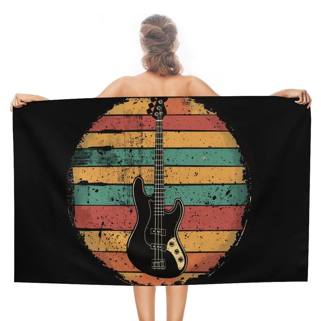 Electric Guitar Beach Towel, Microfiber Quick Dry Bath Towel for Travel Sport Spa, Sand Proof Absorbent Towels for Swimmers Teen