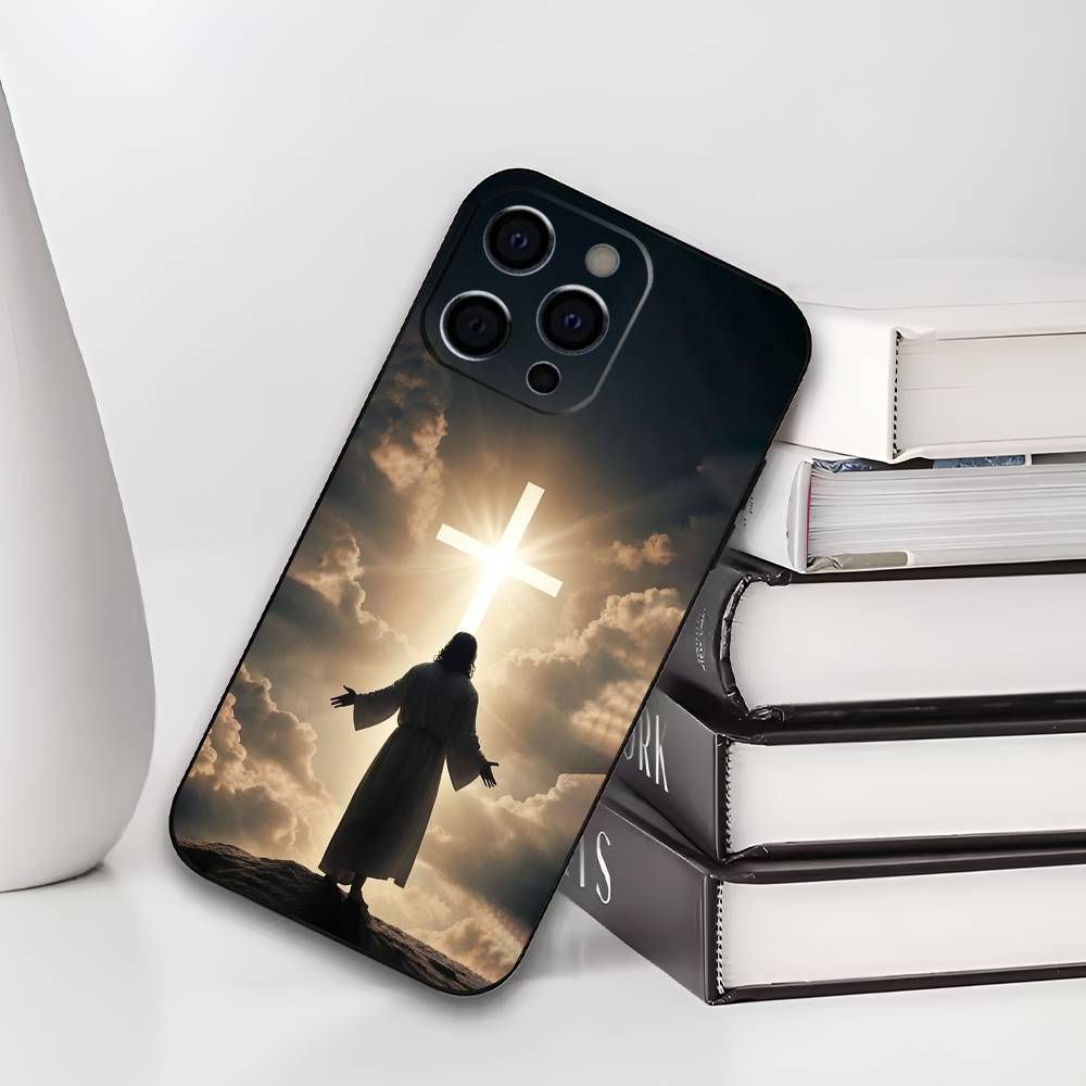 Faith Christian Religious Jesus Phone Case For iPhone 17,16,15,14,13,12,11 Plus,Pro Max,XS,Soft Black Cover