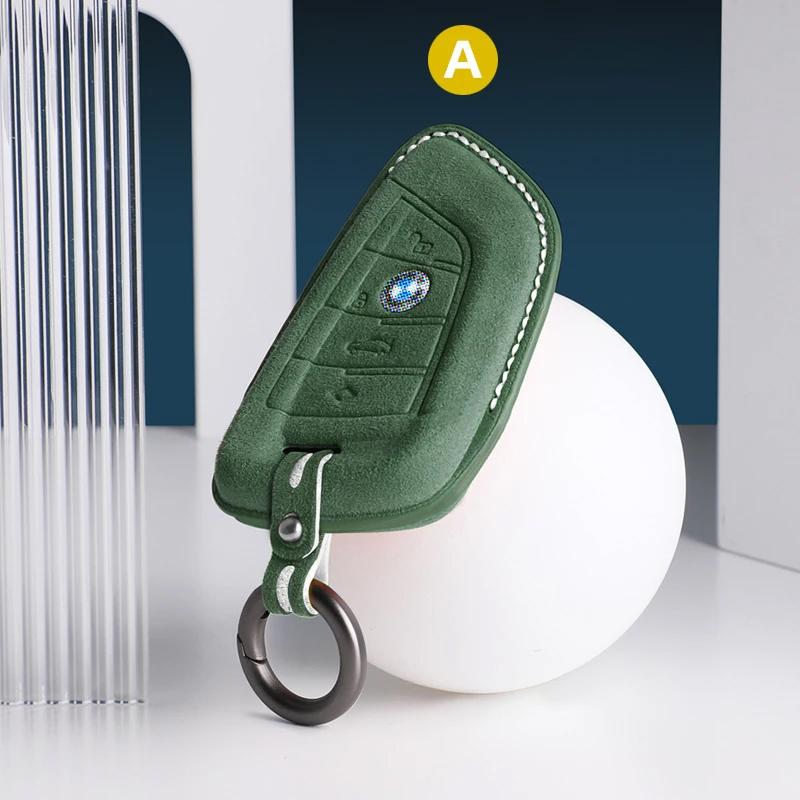 Car Accessories Key Case Cover Keychain For BMW 1/3/5/7 Series X1/X2/X3/X5/X6 Alcan Tara Suede Remote Fob Keybag Keyrings