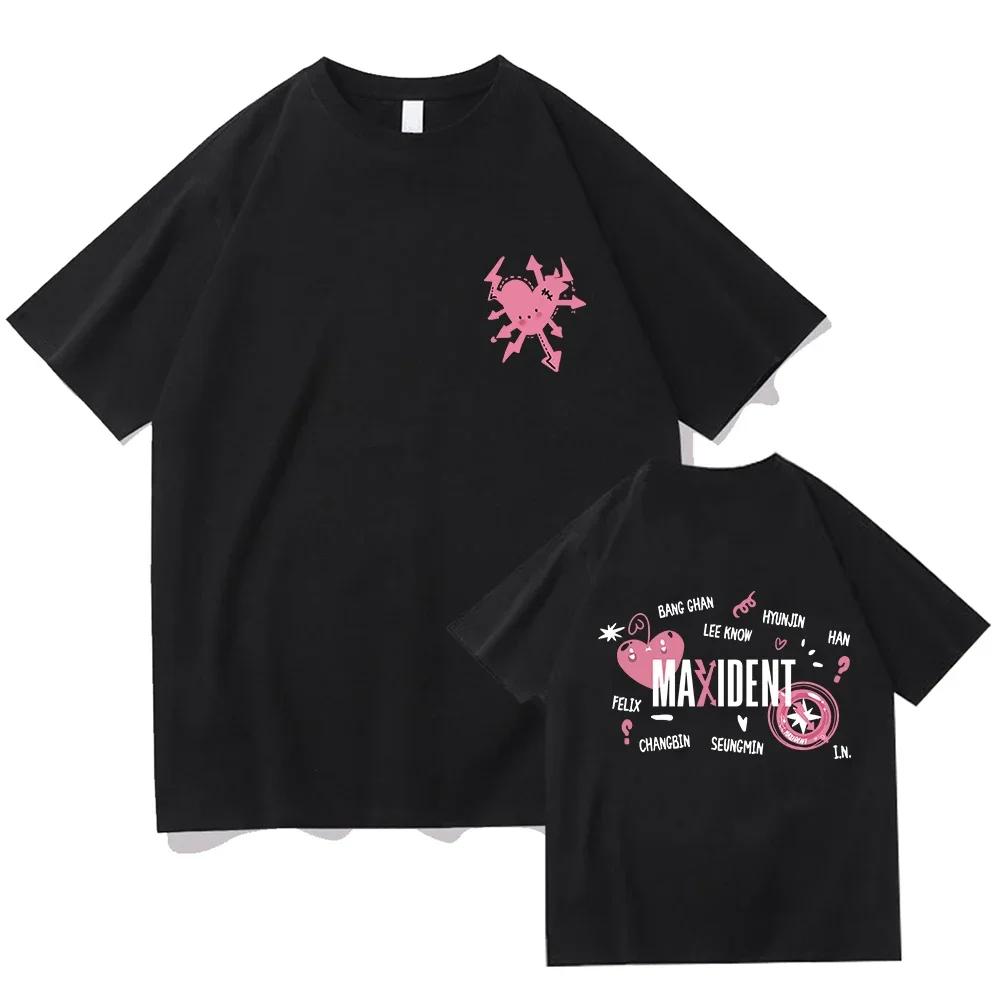Women Men Summer Casual Kpop Short Sleeve T-Shirt Hot Stray Kids Maxident T-Shirt