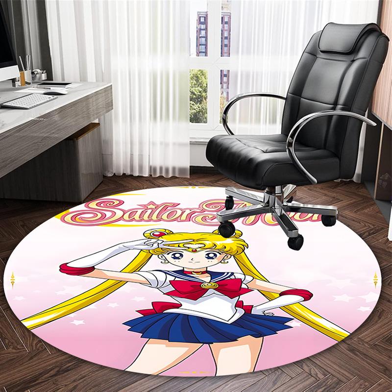 1pc Sailor Moon Carpet, Round Rug, Comfortable, Suitable for Entryways, Living Rooms, Office, And Bedrooms, Christmas Decoration