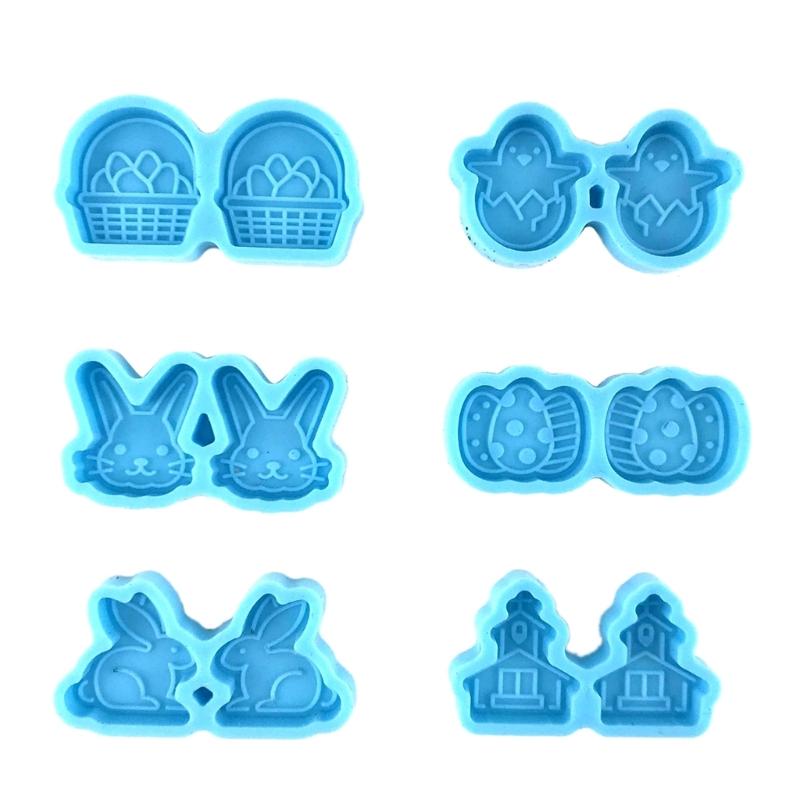 6 шт. силиконовые формы для сережек-гвоздиков, пасхальные кролики, эпоксидная смола, литейные формы для изготовления ювелирных изделий своими руками