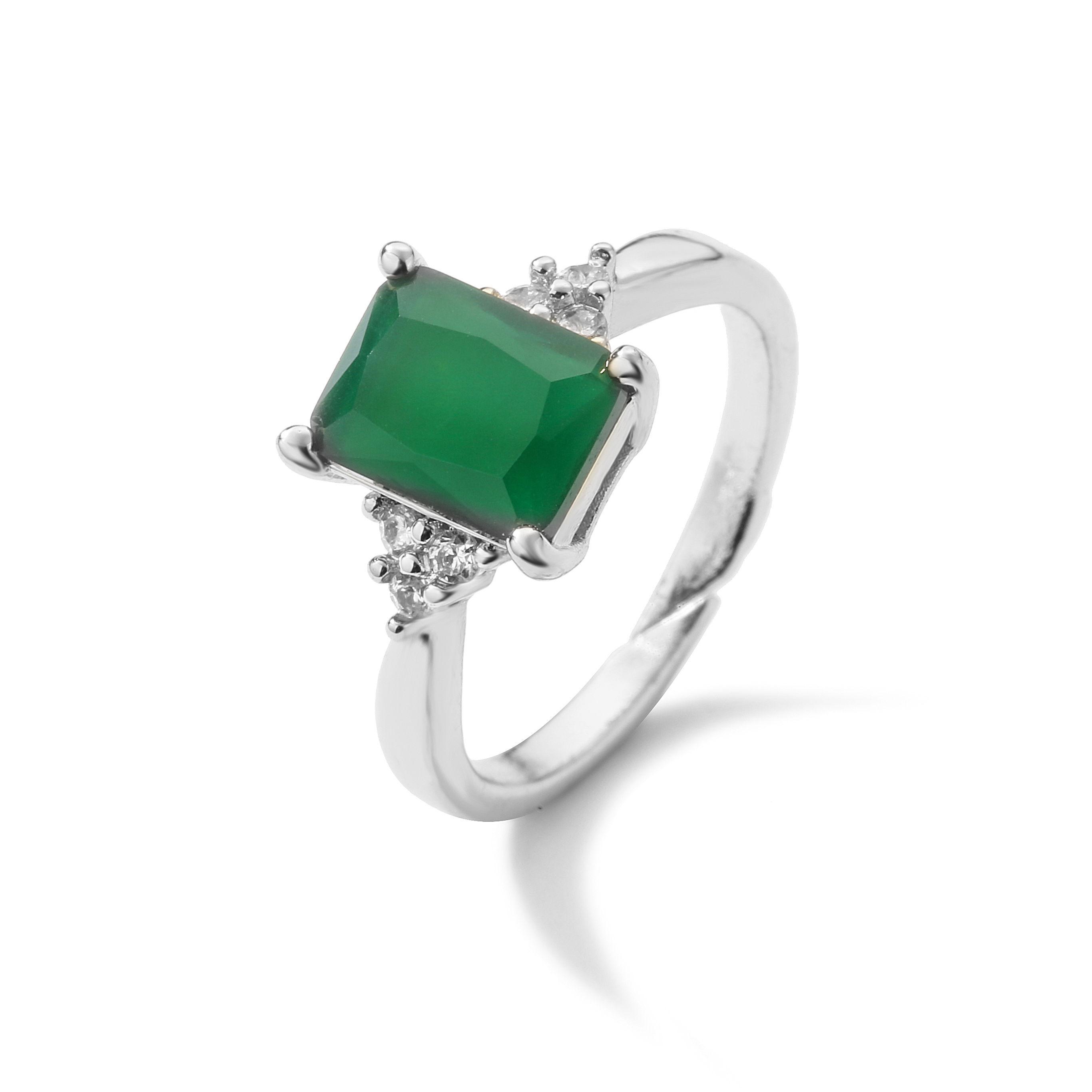 

HECHENG, Simple Square Zircon Gold Color Open Rings for Woman Zircon Wedding Party Ladies Luxury Ring зелений/мідний