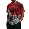Men's Casual Lightweight Breathable Button Down Short Sleeve Shirt with Halloween Print