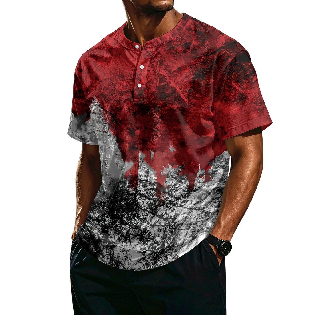 Men's Casual Lightweight Breathable Button Down Short Sleeve Shirt with Halloween Print