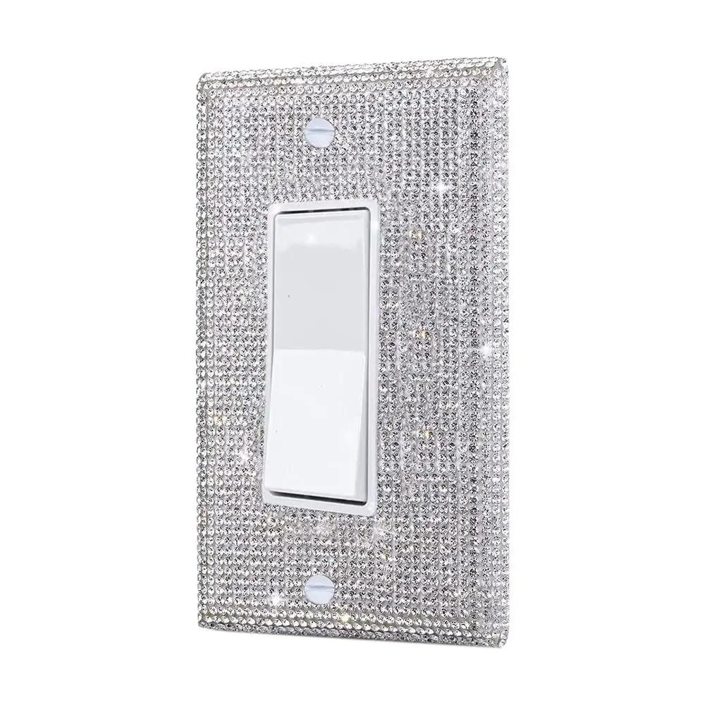 US Standard Creative Home Decoration Crystal Switch Panel Sticker Rhinestones Socket Frame Bling Plug Outlet Wall Plate Cover