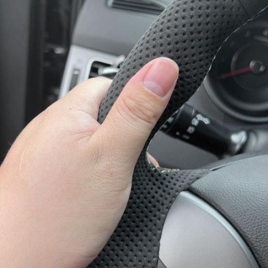 Black Suede Leather Steering Wheel Cover Trim For BMW For 4 Series F32 2013-