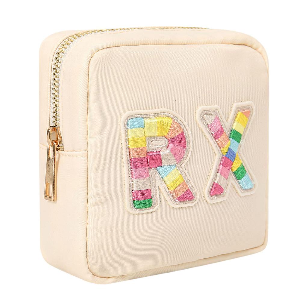 2024 Nylon Rainbow Embroidered Cosmetic Clutch Bag for Portable Storage