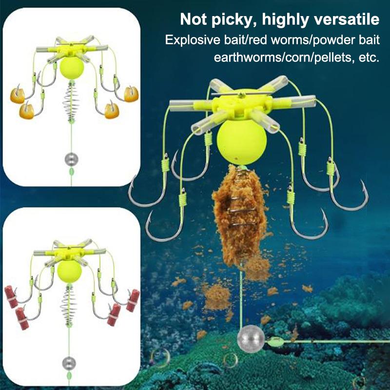 Est 1Pcs Hook Fishing Bait Cage Four Hook Carbon Steel Line Group Feeder Sinker Float Sharp Fishing Spring Bait Cage Tools