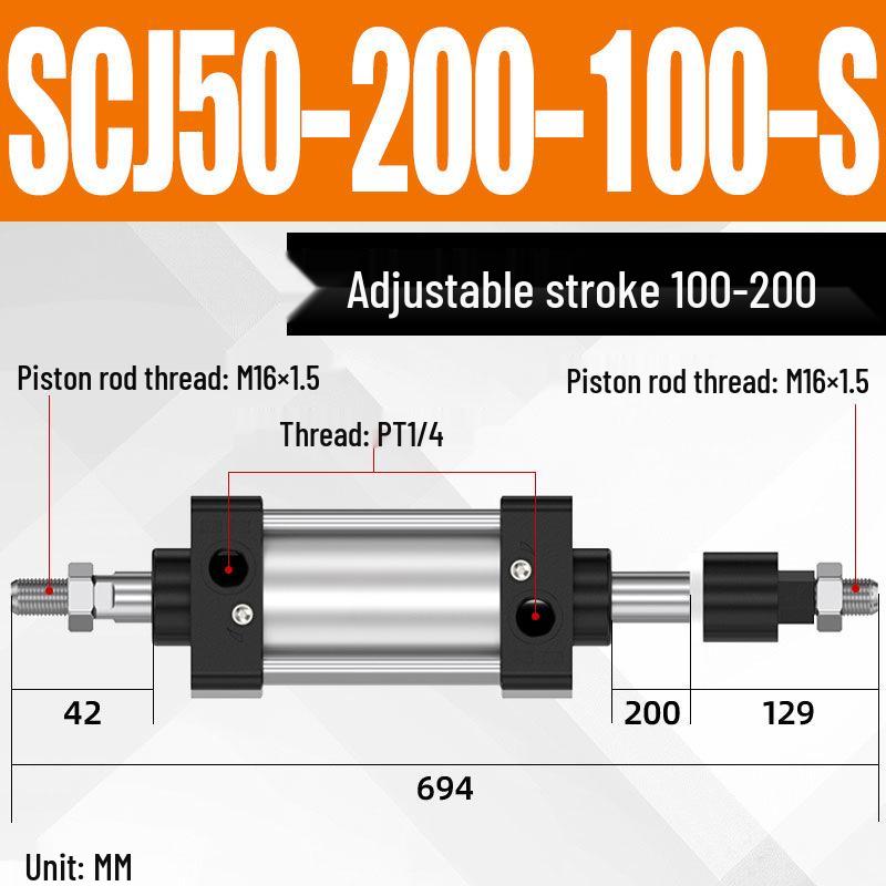 SCJ Adjustable Stroke High Thrust Pneumatic Cylinder SCJ32-160