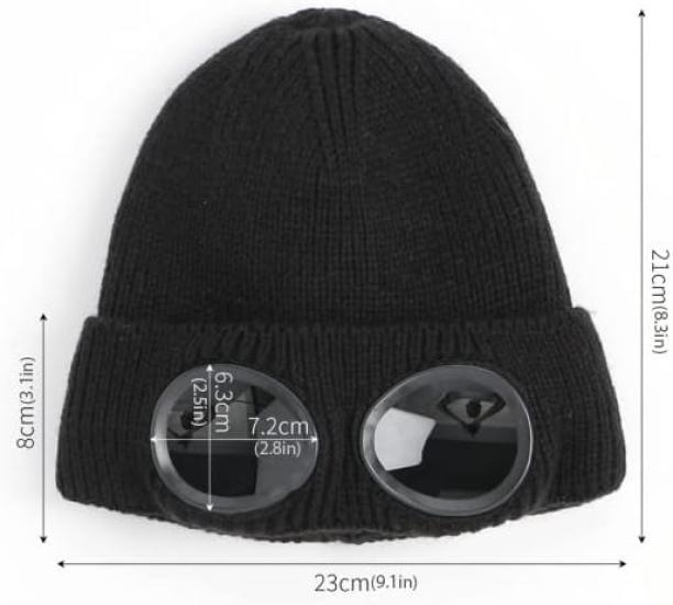 CROSSUNION Knit Hat with Sunglasses, Unisex, for Adults (Black)