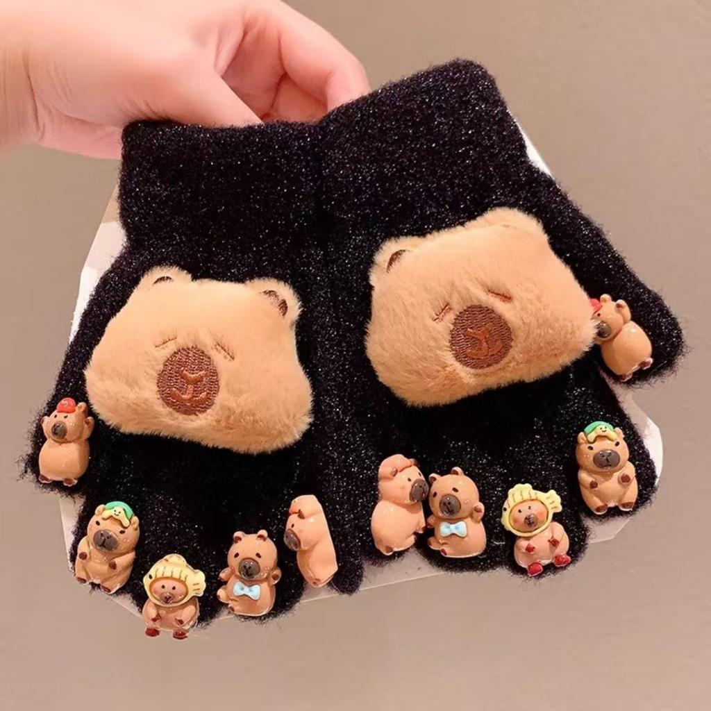 Cartoon Nail Gloves, Children's Warm and Antifreeze Full Finger Cots, Baby Thick Five Finger Girl Finger Cots