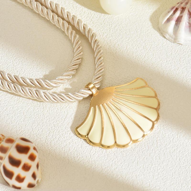 Seaside Shell Necklace Jewelry, Oil Drop Pendant, Niche Design Sense, Multi-layer Woven Rope Necklace Jewelry