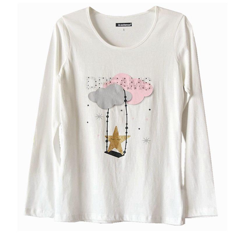 

Women s Pure Cotton Fresh Cloud Long-Sleeve T-shirt White XL