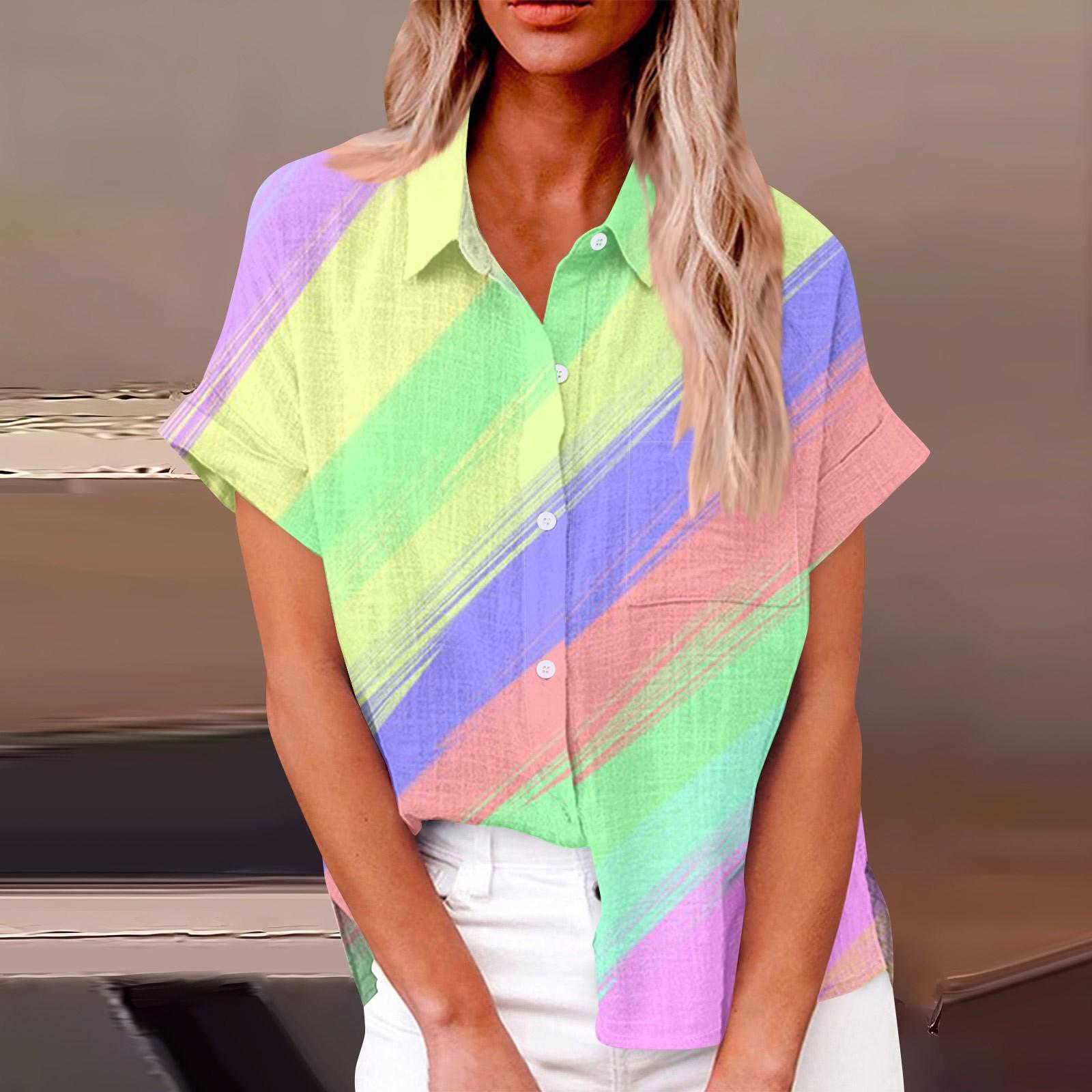 

Женский модный повседневный топ на пуговицах с рукавом три четверти с градиентным принтом и лацканами S зелёный