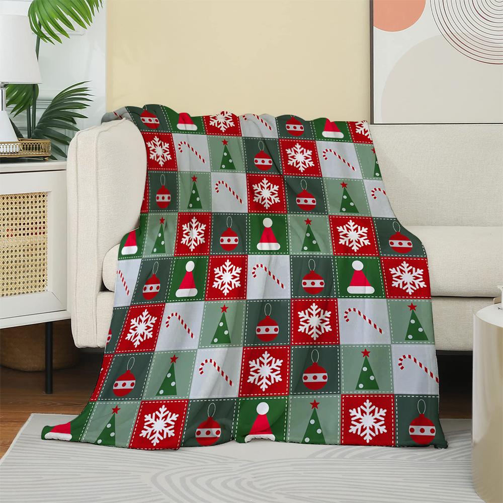 

1PC Throw Christmas Reindeer Snowflake Flannel Blanket Xmas Holiday Throw Soft Warm Festival Decor Lucky Blankets Pefect Gifts 75cmx90cm