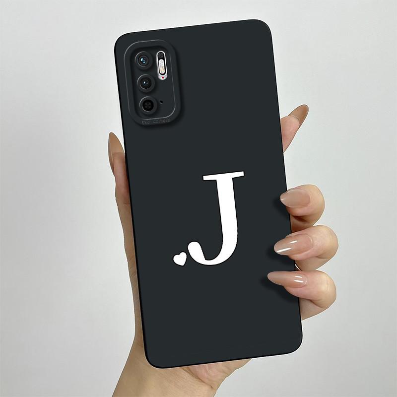 For Xiaomi Redmi Note 10 5G Case Redmi Note 10T 5G Cover M2103K19G Cute Initial Letters Square Phone Case Shockproof Back Cover