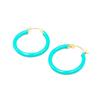 [Takeda Jewelry] Turquoise Blue Loop Earrings, Genuine Enamel Hoop Earrings, Sterling Silver S925, Popular, Enamel Finish, Cute, Simple, Hypoallergeni