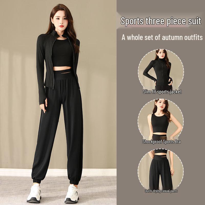 Women's 2024 High-End Quick-Dry Yoga & Running Set: 3-Piece Sports Outfit