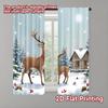2pcs 2D Flat Printing Merry Christmas Popular Curtains Christmas Hat Funny Animal Wreath Pinecone Red Fruit Winter Nature