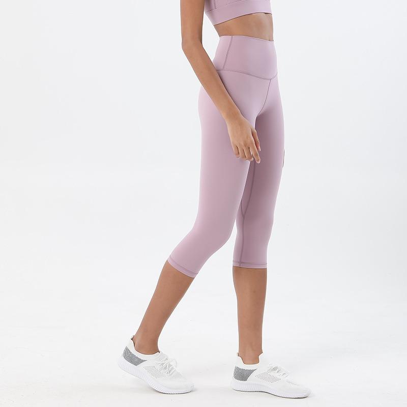 Double-sided Polished Nude Cropped Pants Yoga Pants Women's High Waist Hip Lift Peach Hip Sports Fitness Pants