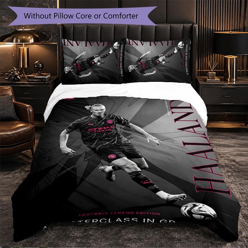 Biancheria da Letto a Tema Erling Haaland Set 3 Pezzi Copripiumino Biancheria da Letto Decorativa Per Stanza Adolescenti Decorazione Casa