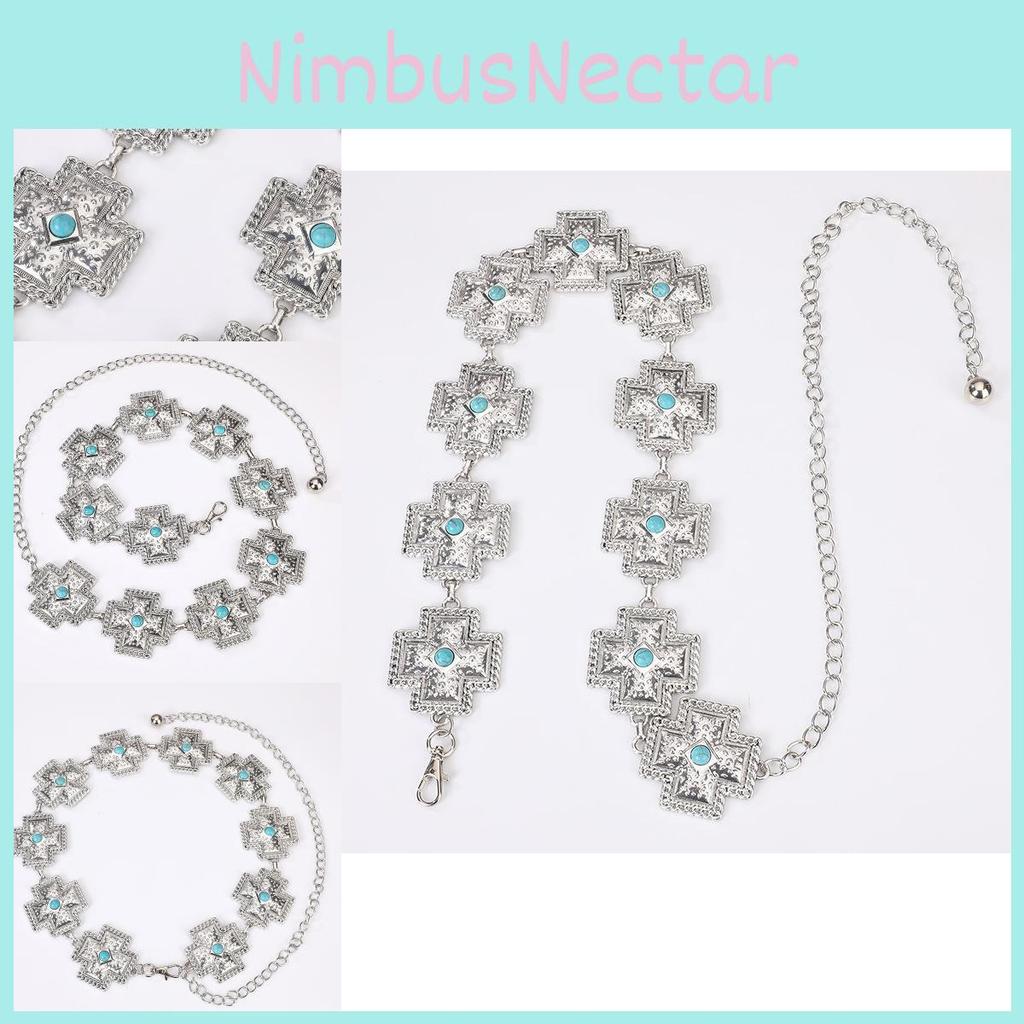 Turquoise Bohemian Cross Waist Chain For Women With Metal And Resin Buckle For Fashion Statement