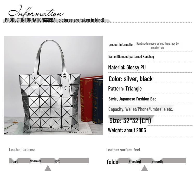 Borsa a mano rombo geometrico lucida: Borsa a tracolla pieghevole alla moda a 6 scomparti per donna.