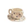 Cute Floral Ceramic Coffee Cups and Plates with High Aesthetic Value, Underglaze Color Hand-painted Cups and Plates