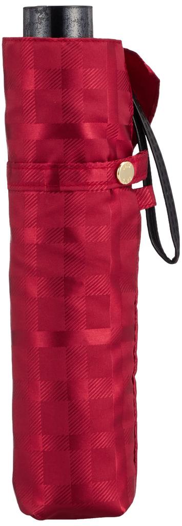 Daks MOONBAT Folding Polyester Dyed Jacquard Rib 55cm Women's Umbrella, Check, Red, Length Approx.