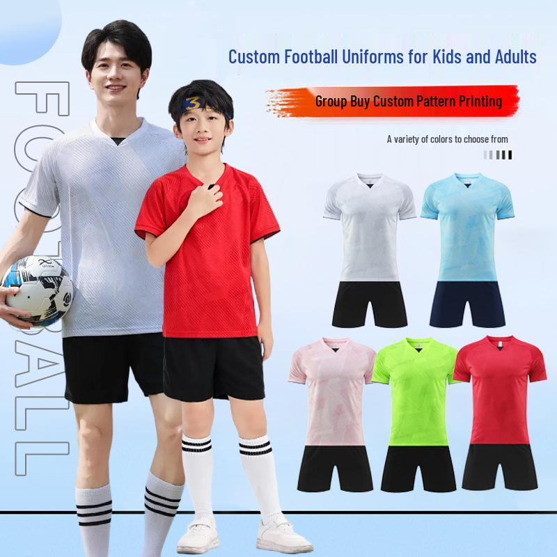 New Quick-Dry Short Sleeve Football Kit for Adults & Students - Team Sports Competition Uniforms for Children.