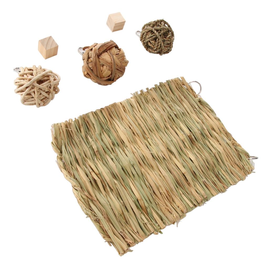Rabbit Grass Mat Relieve Boredom Healthy Detachable Durable Hamsters Chew Toys Set for Home