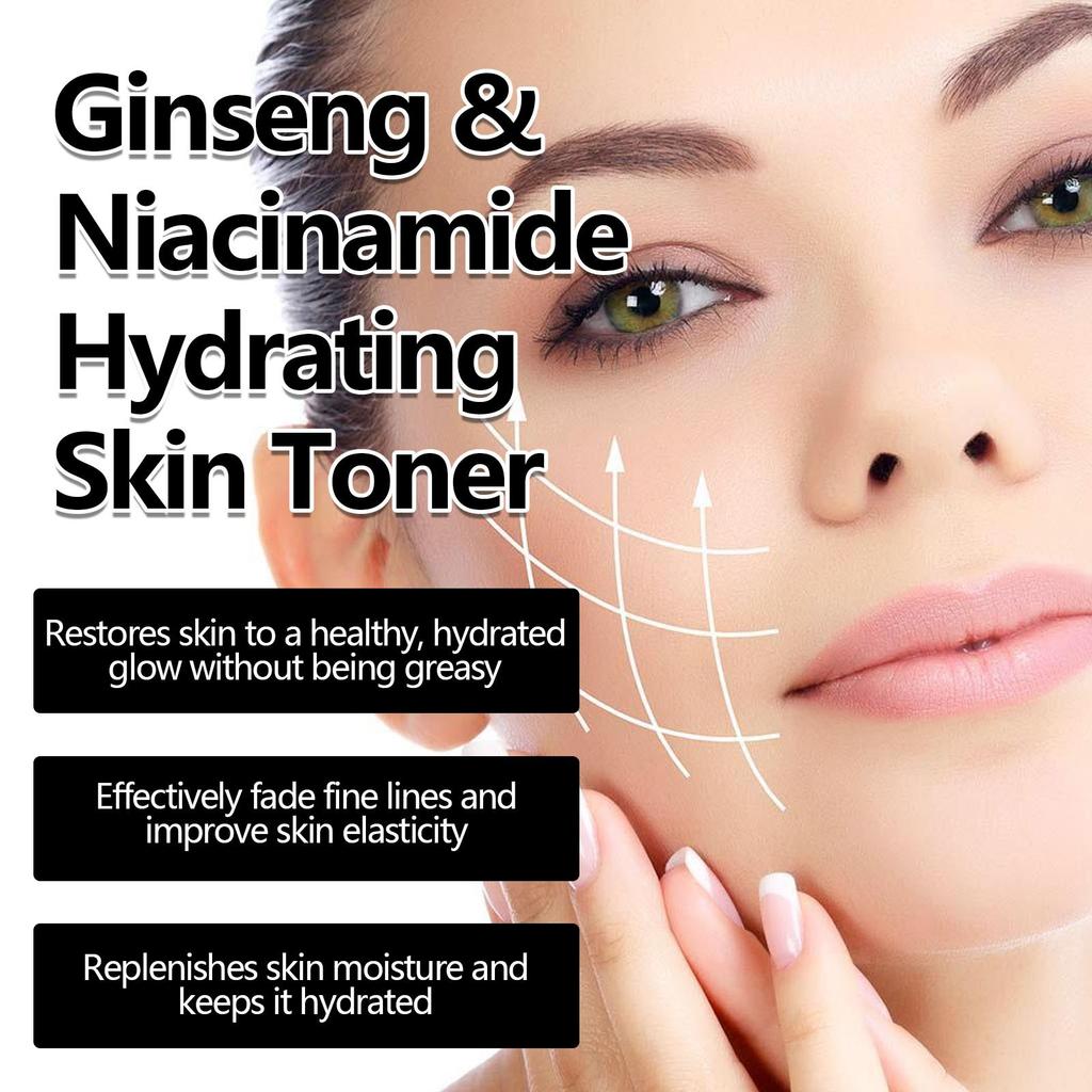 Toner Viso al Ginseng 120ml Restringente Pori Idratante Controllo Sebo Nicotinamide Levigante Schiarente Cura della Pelle del Viso Acqua Tonica