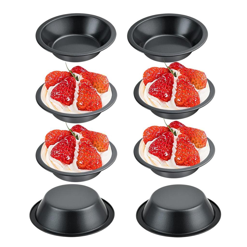 6Pcs Mini Pie Pans 5 Inch Reusable Small Pie Pans Carbon Steel Pizza Plate Round Bread Meat Pie Tins Baking Tray Kitchen Tools