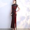 Vintage Chinese Cheongsam Retro Long Fork Cheongsam Elegant Lace Cheongsam  Costume