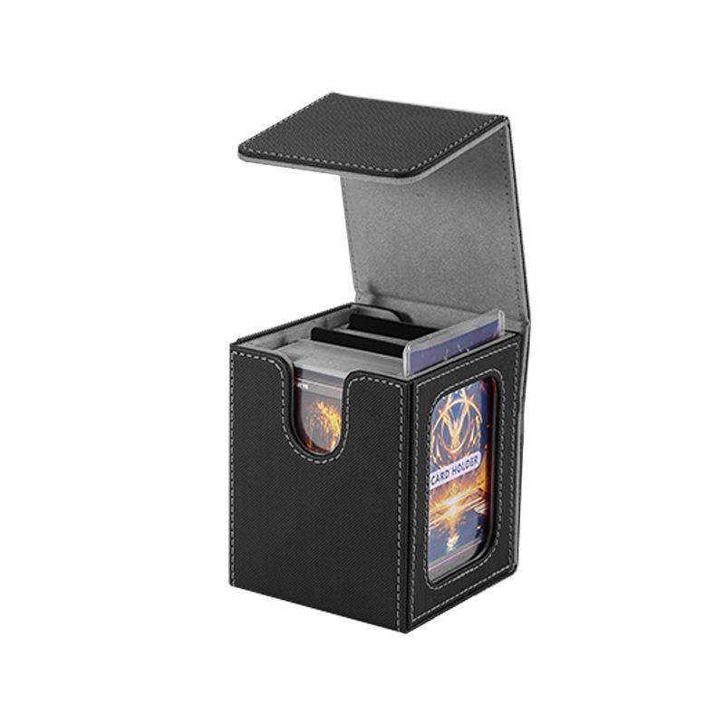 Patent Design PU Leather Game Card Box with Window, 100+ Capacity for Magic: The Gathering