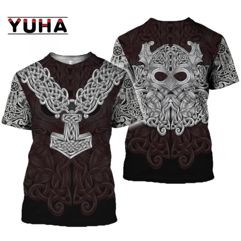New Fashion Men Hoodies 3D Printed Viking Tattoo T Shirt Tees Shorts Sleeve Apparel Unisex Norse Cosplay Streetwear