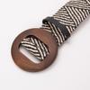 Bohemian Round Wood Buckle Elastic Woven Waist Belt for Women - Summer Dress Accessory