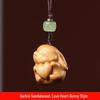 Red Sandalwood Heart Rabbit Phone Charm Pendant Keychain